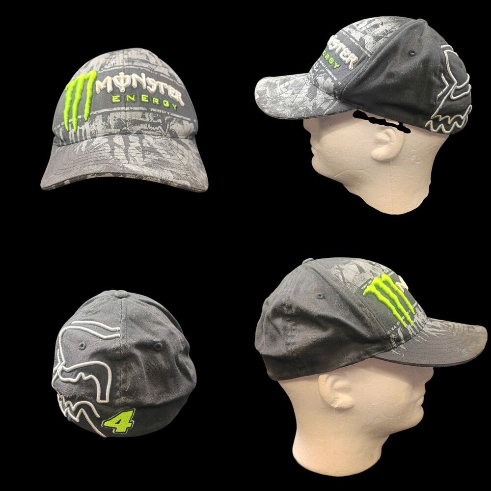 Monster Energy Fox Racing Ricky Carmichael #4 Cap Embroidered Black Green Sz S/M
